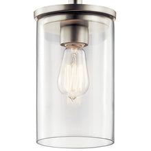 Load image into Gallery viewer, Crosby 10.75&quot; 1 Light Mini Pendant with Clear Glass Brushed Nickel MRM1286
