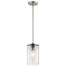 Load image into Gallery viewer, Crosby 10.75&quot; 1 Light Mini Pendant with Clear Glass Brushed Nickel MRM1286
