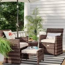*As Is* Halsted 5pc Wicker Small Space Patio Furniture Set - Threshold™ #4407