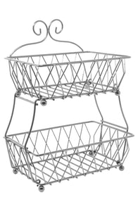 2-tier Wire Fruit Basket In Silver