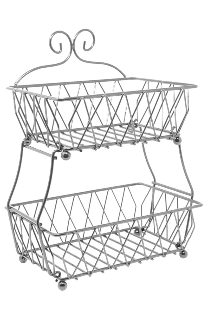 2-tier Wire Fruit Basket In Silver