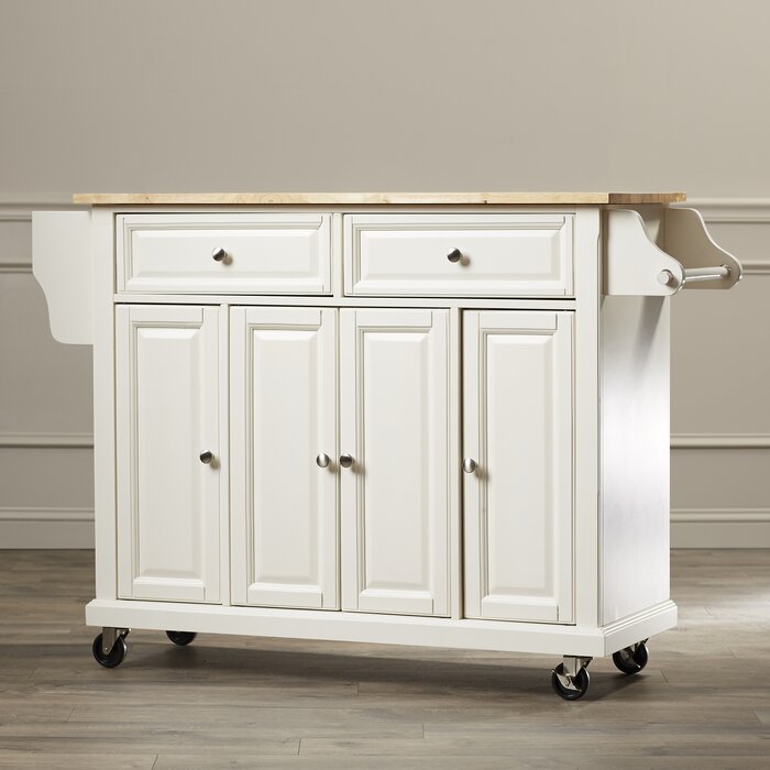 Hedon Kitchen Cart with Solid Rubberwood Top #4429