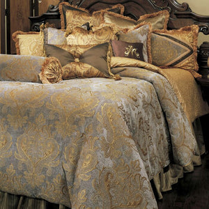 King Smoke Blue/Gold Distinctive Bedding Designs Comforter Set from Michael Amini #4432