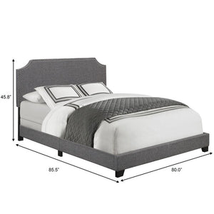 King Stone Gray Kyara Upholstered Standard Bed #4449