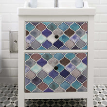 Load image into Gallery viewer, 44&quot; x 16&quot; Gel Peel &amp; Stick Mosaic Tile Blue/green, (Set of 8)
