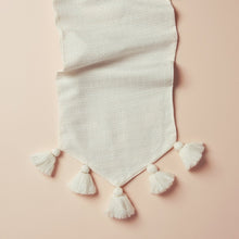 Load image into Gallery viewer, Cream and Gold with Tassels Table Runner 1036AH
