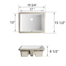 Load image into Gallery viewer, DeerValley White China Rectangular Sleek Undermount Bathroom Sink with Overflow
