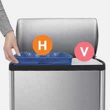 Load image into Gallery viewer, 46 Liter / 12.1519 Gallon Rectangular Dual Compartment Recycling Kitchen Step Trash Can Brushed Stainless Steel
