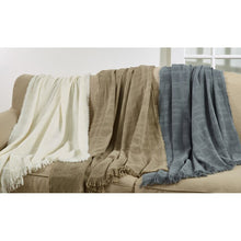 Load image into Gallery viewer, Dandre Cross Hatch Cotton Throw Blanket- Taupe 50&quot; x 60&quot;  #46ha
