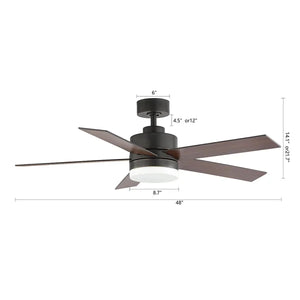 48'' Thurman 5 - Blade LED Standard Ceiling Fan with Remote Control and Light Kit Included