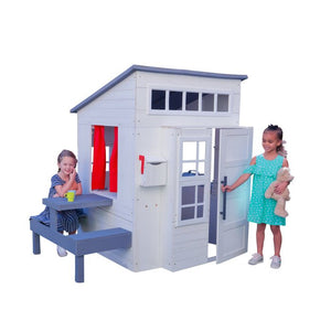 4' x 5' 10" Indoor/Outdoor Solid + Manufactured Wood Playhouse with Kitchen