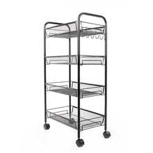 Load image into Gallery viewer, 33.46&quot; H x 10.24&quot; W x 17.32&quot; D Black 4 Layers Rolling Utility Cart
