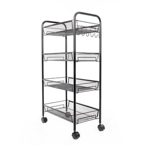 33.46" H x 10.24" W x 17.32" D Black 4 Layers Rolling Utility Cart