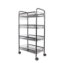 Load image into Gallery viewer, 33.46&quot; H x 10.24&quot; W x 17.32&quot; D Black 4 Layers Rolling Utility Cart
