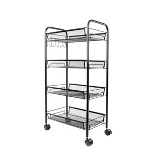 33.46" H x 10.24" W x 17.32" D Black 4 Layers Rolling Utility Cart
