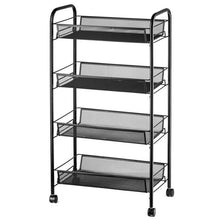 Load image into Gallery viewer, 33.46&quot; H x 10.24&quot; W x 17.32&quot; D Black 4 Layers Rolling Utility Cart
