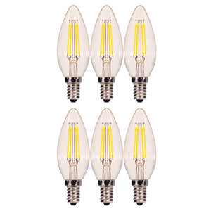 4 Watt (40 Watt Equivalent), C11 LED, Dimmable Light Bulb, Warm White (3000K) E12/Candelabra Base (Set of 6)