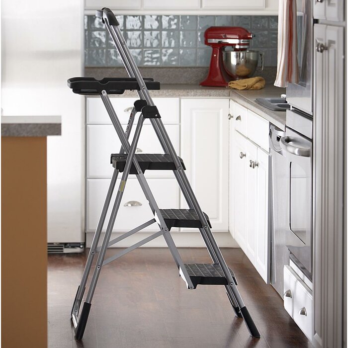 4 ft Steel Work Step Ladder with 225 lb. Load Capacity #1286hw