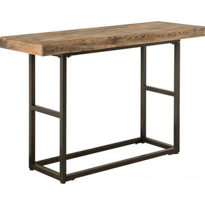 Brown Stuart Console Table, Industrial, Weathered, Rectangular, Metal, 54 x 19 x 36.5 in