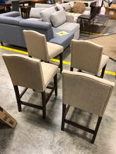 Load image into Gallery viewer, 24&quot; Camelot Nailhead Trim Counter Stool Hardwood Toast Set of 4!!!!
