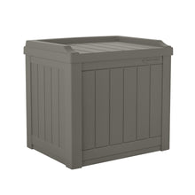 Load image into Gallery viewer, Suncast 22 Gallon Outdoor Resin Wicker Deck Storage Box with Seat, Stoney Gray 2532CDR
