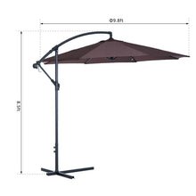 Load image into Gallery viewer, Outsunny 10' Cantilever Hanging Tilt Offset Patio Umbrella with Stand - Brown 2361CDR
