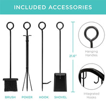 Load image into Gallery viewer, 5-Piece Firewood Log Rack Holder Tools Set W/ Hook, Broom, Shovel, Tongs
