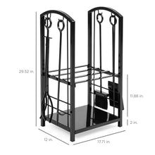 Load image into Gallery viewer, 5-Piece Firewood Log Rack Holder Tools Set W/ Hook, Broom, Shovel, Tongs
