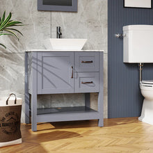 Load image into Gallery viewer, 30&quot; Gray Bathroom Vanity with Marble Top
