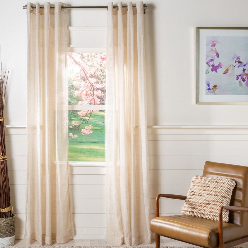 Richins Solid Sheer Grommet Single Curtain Panel- set of 4 Sand #50ha