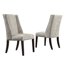 Load image into Gallery viewer, Chelsea Lane Gray Bracket Chain Print Fabric Wingback with Nailhead Accent Chair - Set of 2  7088
