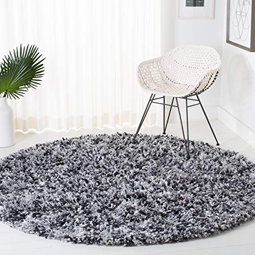 Safavieh Hand Woven 6ft Rio Round Shag Rag Rug in Black Multi(2221RR)