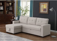 Load image into Gallery viewer, Contemporary Reversible Sectional Sleeper Sectional Sofa with Storage Chaise in Beige Fabric
