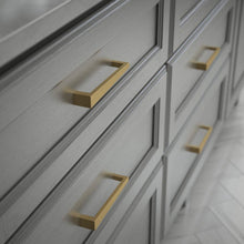 Load image into Gallery viewer, Franklin Brass P40829K-117-C Angled Kitchen or Furniture Cabinet Hardware Drawer Handle Pull, 5-1/16-Inch (128mm), Brushed Brass, 10-Pack GL996
