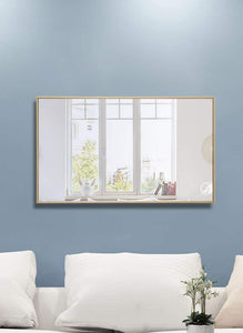 Elegant 24-inch lighting. Rectangular mirror with brass metal frame. MRM441