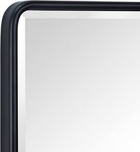 Load image into Gallery viewer, Farmhouse Black Metal Framed Recessed Bathroom Medicine Cabinet with Mirror Rounded Rectangle Tilting Beveled Vanity Mirros for Wall 16x24 inch
