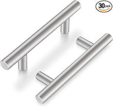 Load image into Gallery viewer, 30 Pack 3-1/2&quot; Hole Center Cabinet Pull Handles, Satin Nickel Stainless Steel Cabinet Hardware Modern Straight Bar Kitchen Cabinet Handles Dresser Drawer Pulls, 6&quot; Overall Length
