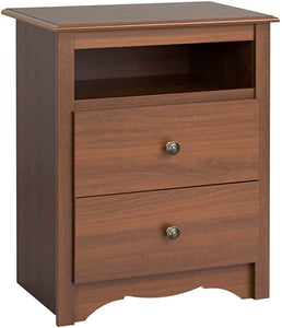16"D x 23.25"W x 28"H Monterey Cherry 2 Drawer Tall Night Stand