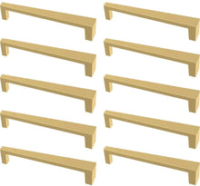 Load image into Gallery viewer, Franklin Brass P40829K-117-C Angled Kitchen or Furniture Cabinet Hardware Drawer Handle Pull, 5-1/16-Inch (128mm), Brushed Brass, 10-Pack GL996
