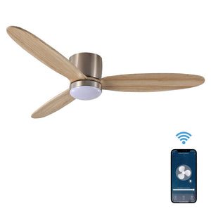 3-Blade Smart Voice Ceiling Fan with LED Light, Extendable, Reverse Function, 6 Speed