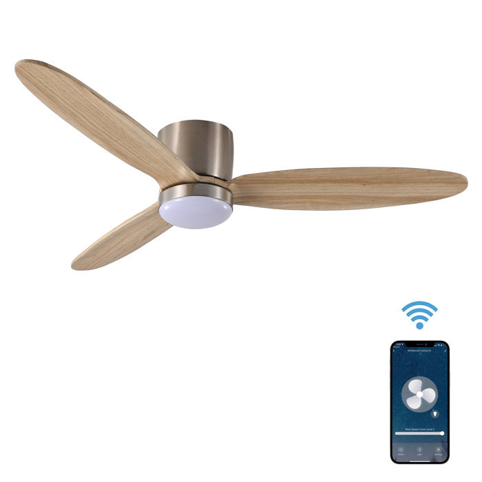 3-Blade Smart Voice Ceiling Fan with LED Light, Extendable, Reverse Function, 6 Speed