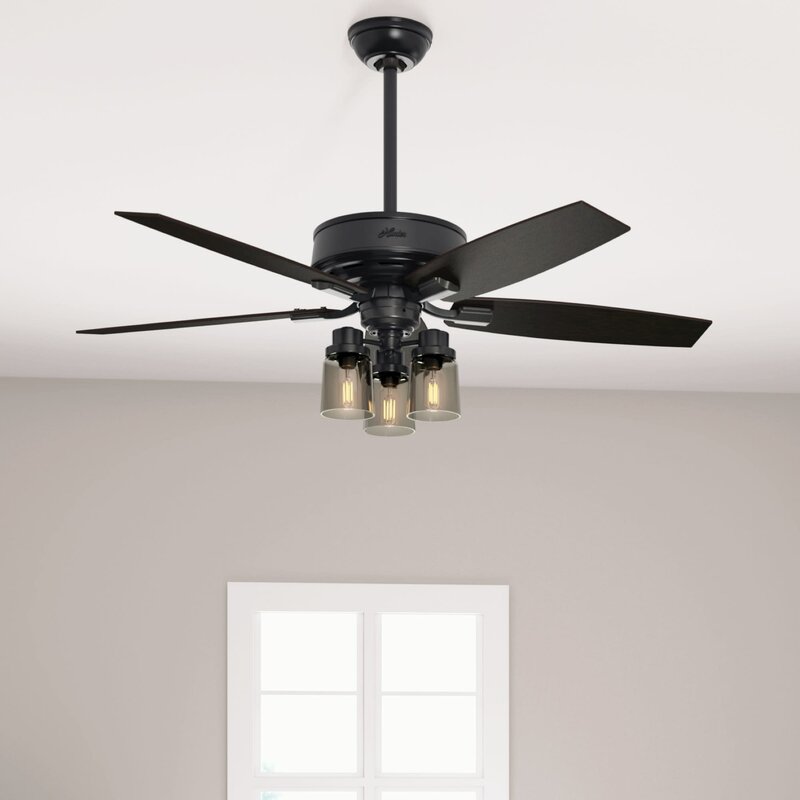 Matte Black with Black Blades 52'' Bennett 5 - Blade Standard Ceiling Fan with Remote Control and Light Kit Included 2224AH