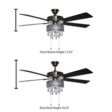Load image into Gallery viewer, 52&#39;&#39; Leonie 5 - Blade Crystal Ceiling Fan with Pull Chain and Light Kit Included
