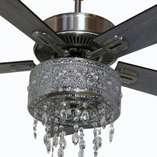 Load image into Gallery viewer, 52&#39;&#39; Leonie 5 - Blade Crystal Ceiling Fan with Pull Chain and Light Kit Included
