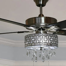 Load image into Gallery viewer, 52&#39;&#39; Leonie 5 - Blade Crystal Ceiling Fan with Pull Chain and Light Kit Included

