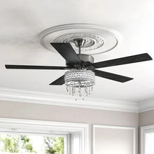 Load image into Gallery viewer, 52&#39;&#39; Leonie 5 - Blade Crystal Ceiling Fan with Pull Chain and Light Kit Included
