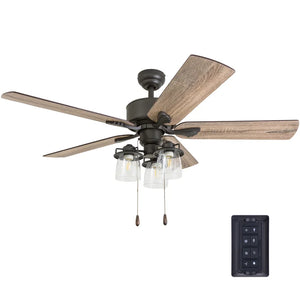 52'' Sheyla 5 - Blade Standard Ceiling Fan with and Light Kit Included, 3 Speed Remote