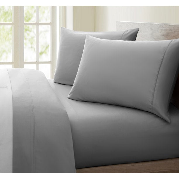 1200 Thread Count 100% Cotton Solid Sheet Set (Queen, Grey)