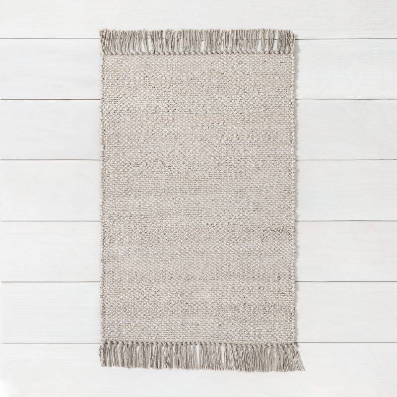 3' x 5' Bleached Rug with Gray Fringe #9660