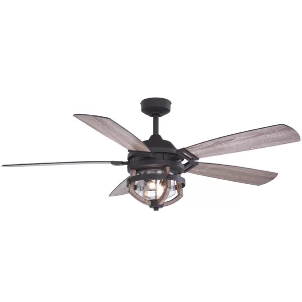 54'' Gil 5 - Blade Outdoor Standard Ceiling Fan with Remote Control and Light Kit Included